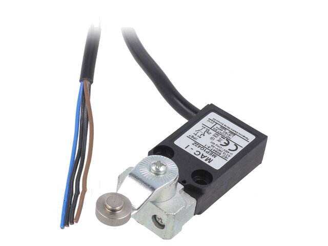 Eindschakelaar; hefboom R 34mm, metalen rol Ø14mm; NO + NC; 5A Eindschakelaar; hefboom R 34mm, metalen rol Ø14mm; NO + NC; 5A